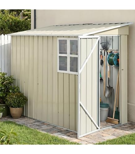 Amazon | 物置 屋外 大型 収納庫 スチール 幅121×奥行281×高さ180cm 片
