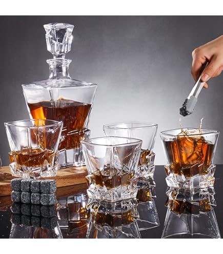 Square 25Oz Whiskey Liquor Decanter Set With 2 Glasses In - View #7