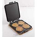 アーネスト おせんべい メーカー (おうちで色々なお煎餅が作れる) 手作り かんたん お手入れラクラク レシピ/専用コルクマット付き (トースターではさみ焼き スナッキー) 大手飲食店愛用ブランド ブラック A-77363