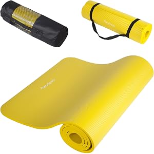 Reodoeer ヨガマット トレーニングマット エクササイズマット ゴムバンド 収納ケース付 厚さ10mm