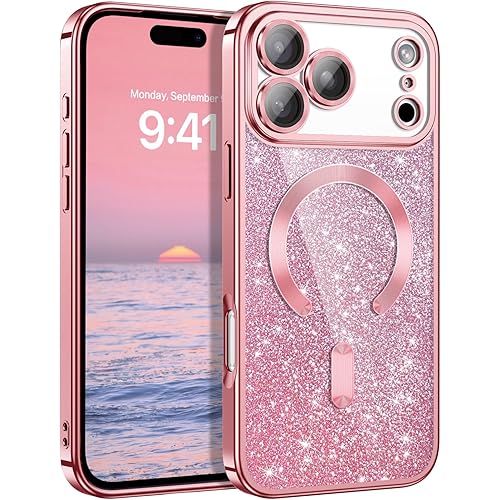 GaoBao Magnetic for iPhone 17 Pro 6.3" Case, Cute Slim & Lightweight Bling Case with Camera Protection [Compatible with MagSa