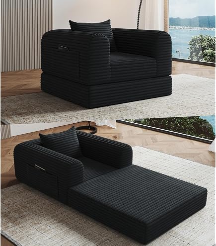 ブラック⭐️ソファーベッド 3WAY 折シェニールりたたみ シングル 40cm Amazon｜Dowinx ソファーベッド ソファー3WAY 折シェニールりたたみ