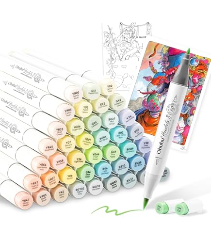 Amazon | Ohuhu マーカーペン 筆タイプ 36色37本 肌色系 プロ愛用