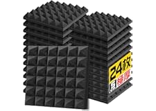 YOPIN 吸音材 30*30*5cm 極厚 ウレタンフォーム 吸音対策 室内装飾 楽器 消音 騒音 防音 吸音パネル 両面テープ付き (2.16㎡（24枚）, 黒(ピラミッド形))