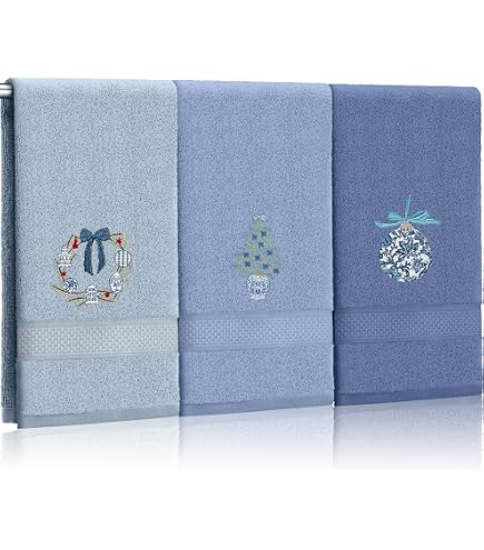 Martha Stewart Fair Isle Cotton Hand Towels - Set Of 2, Dark Blue/White, 525 GSM, Holiday - View #5