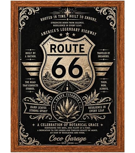 Amazon｜インテリアポスター ヴィンテージ アメリカン ルート 66 ROUTE
