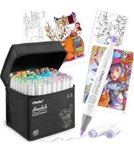 Amazon | Ohuhu アルコールマーカー ブラシ先端:168色 ダブルティップ