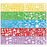 Copeflap ステンシルシート 20枚組 手帳 テンプレート 定規 絵柄 描画 数字 英字 (A)