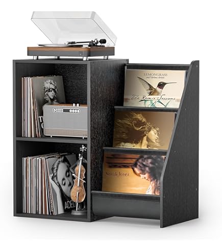 Amazon.co.jp: Huxitocan 3段レコードプレーヤースタンド 最大300枚の