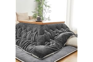 Keusnix こたつ布団 長方形 190×240cm 単品売り 発熱綿使用 高密度フランネル こたつ掛け布団 リバーシブル 両面使える 高い保温性 ふわふわ ぽかぽか 撥水防ダニ加工 抗菌防臭 洗える 静電気防止 毛抜けない こたつふとん 火燵布団 ダークグレー・グレー