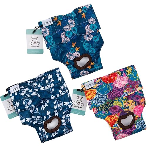 CuteBone 3 Pack Japanese Style Dog Nappies, Female Dog Diapers,Large for Untrained Puppies,Doggie Menstrual and Incontinence