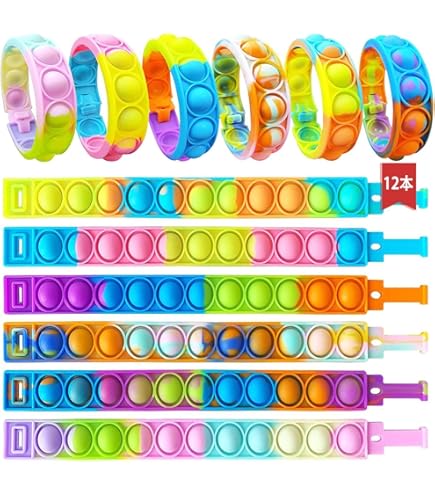 プッシュポップ ブレスレット 6本 セット おもちゃ 子供 ストレス解消 Amazon | HUIKKJP プッシュポップ ブレスレット セット おもちゃ