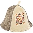 Eden Ukraine Wool Sauna Hat Embroidered Ukrainian Ornament Red