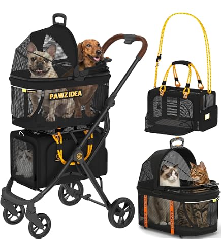 Ibiyaya Double Decker Dog Cat Bus Pet Pram, Silver Grey Pet Supplies