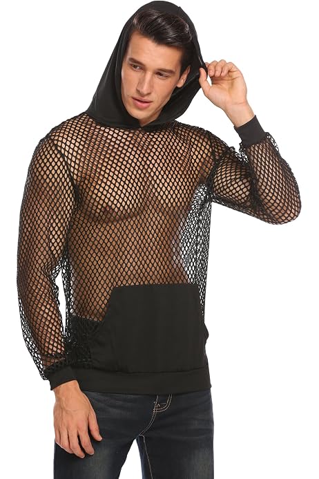 Coofandy Mens Sexy Fishnet T-shirt See 