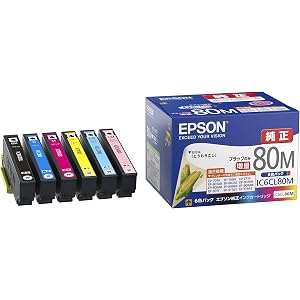 エプソン 純正 インクカートリッジ とうもろこし IC6CL80M 6色パック ブラックのみ増量