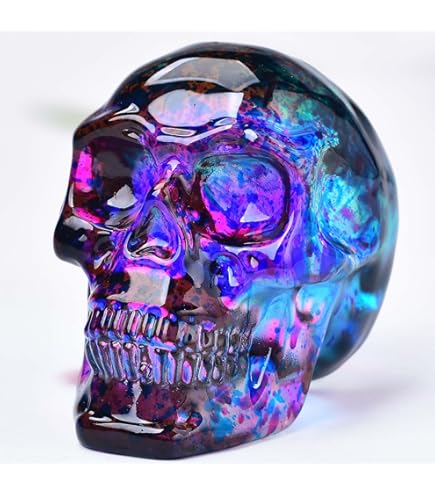 Amazon.co.jp: ガラス置物 幸運 オブジェ K9 ドクロ 髑髏 スカル 多