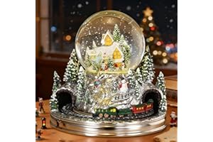 Lewondr スノードーム クリスマススノードーム クリスマスツリースノーグローブ ライト内蔵 USB&電池式 2Way給電 8曲クリスマスソング自動ループ ガラス/樹脂製 クリスマスプレゼント インテリア クリスマス置物飾り【対象年齢6歳以上】