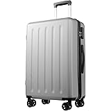 [iodoos] EOWO スーツケース 軽量 ファスナー開閉タイプ バッグ SML 8輪 かばん 旅行用(M,グレー)67BAA