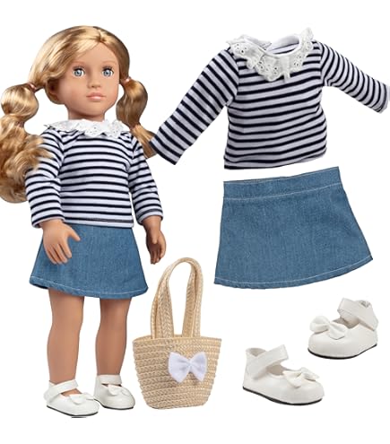 18 Inch Doll Clothes 6-Piece Set - Mix & Match Outfits With Shoes & Jacket