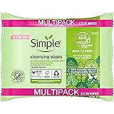 Simple, Kind to Skin, Biodegradable Cleansing Wipes with Vitamin B5, Vitamin E and Pro Amino Acids 50 Pack
