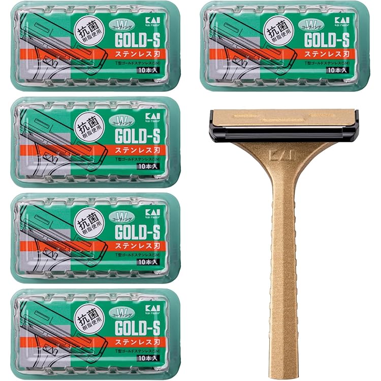 Amazon.co.jp: 貝印カミソリ ステンレス刃 T型ゴールドステンレス 10本