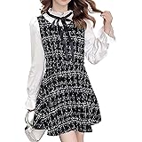 Amazon Co Jp ポルテ ワンピース 量産型ワンピ フォーマル セット風 長袖 フレア 大人可愛い リボン フリル ツイード 韓国 服 ファッション小物