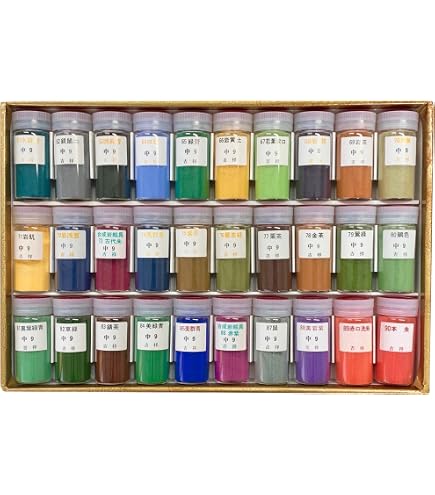 Amazon.co.jp: 吉祥 日本画用絵具 水干絵具瓶入 24色セット 筆入り 2