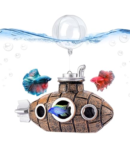 MWYZGmold Floating Fish Tank Decor - Cute Diver & Island Set For Aquarium, Betta, Goldfish 11 thumbnail image