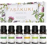 ASAKUKI Essential Oils Set 6 x 10ml, 100% Pure & Natural Aromatherapy Oils - Lavender, Eucalyptus, Lemongrass, Tea Tree, Swee