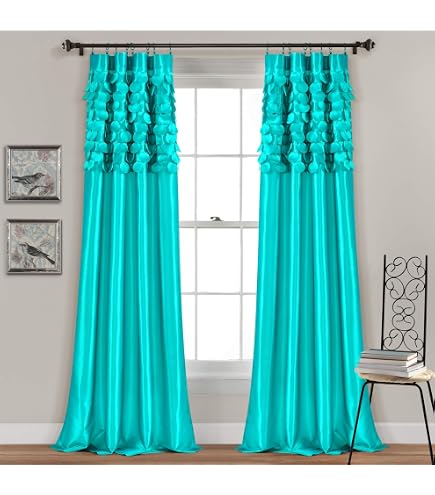 Lush Decor Umbre Fiesta Curtains - Aqua & Gray Light Filtering Window Panels | 52x84 Inch Grommet Top Curtain Pair