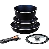 パール金属 フライパン 鍋 5点 セット IH対応 ブラック ダイヤモンドコート 取っ手の取れる セット5 HB-3976