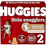 Huggies Little Snugglers Baby Diapers, Size 2 (up to 12-18 lb.), 180 Ct, Economy Plus Pack (Packaging May Vary)