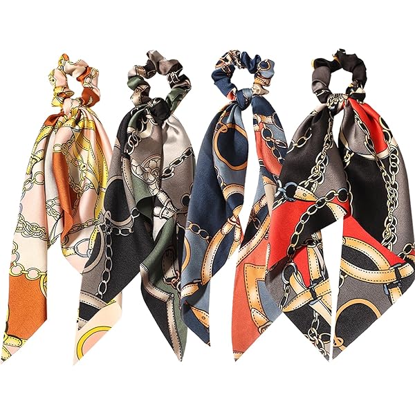 Amazon | LFOUVRE ヘアスカーフ シュシュ レディース 4点