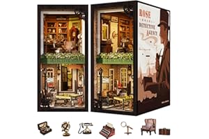 CRESYMME ミニチュア ドールハウス ブックヌック キット LEDライトとオルゴール付き DIY 手作り 立体 木製 小屋 パズル 大人向け