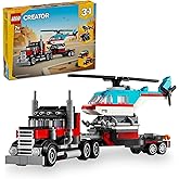 LEGO Creator Flatbed Truck with Helicopter Vehicle Toy 3in1 Set 31146 (270 Pieces)
