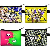 PANHUI スプラトゥーン3 財布 小物入れ スプラトゥーン3 イカ グッズ がま口 ポーチ 4点セット ポケット 収納 カラー多数 (B)