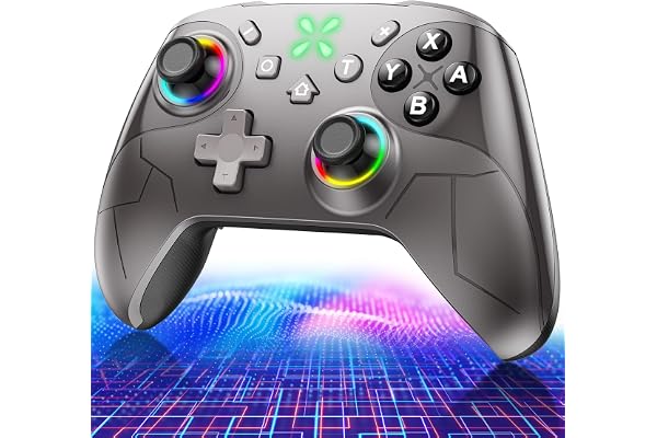 Switch 2 コントローラー【2026新モデル｜ダブルホール機能｜1/2代对応】スイッチコントローラー 無線 1000mAh大容量 | TURBO自動連射機能 ゼロ遅延 6軸ジャイロセンサー搭載 背面ボタン付き 4階段HD振動 9色RGBライト Bluetooth 人間工学デザイン PC/Android/iOSにも対応 日本語取扱説明書付き