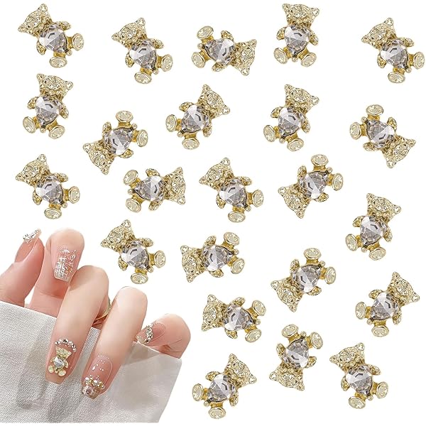 Amazon.co.jp: ネイルパーツ クマ 60個セット 3D 立体 クリア 透明
