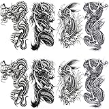 Yesallwas タトゥーシール 龍 ドラゴン 竜 飛竜 DRAGON 8枚セット タトゥーステッカー ボディーシール 刺青シール 防水 TATOO (A)