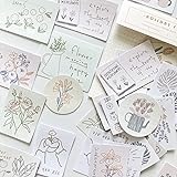 Amazon Tnyker シール フレークシール 手帳ステッカー 手描き イラスト 韓国風 スケジュール 手帳 ノート 手紙 カレンダー シンプル おしゃれ かわいい 60枚セット あずきいろ 文房具 オフィス用品 文房具 オフィス用品