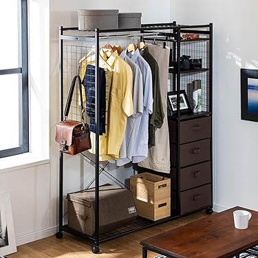 超大容量で大収納❣引っ越しの多い方にも最適♪❤スタイリッシュ☆ハンガーラック 超大容量で大収納❣引っ越しの多い方にも最適♪❤スタイリッシュ