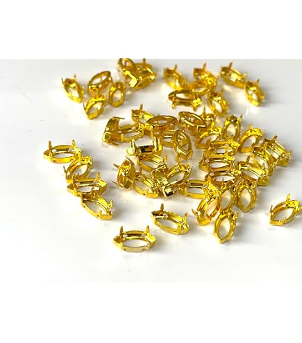 Amazon | 台座V ゴールド金色 30個入り オーバル 楕円形 8x10mm 石用