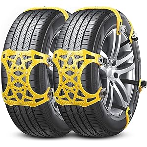 【2020最新版】タイヤチェーン 非金属 ジャッキアップ不要 スノーチェーン 165-265mm対応 自動車タイヤ滑り止…