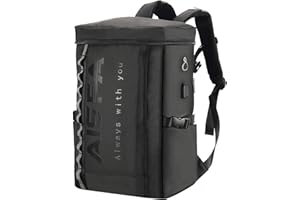 [AISFA] リュック メンズ リュックサック スクエア バックパック 防水15.6インチ PC ビジネス ラップトップバック USB充電ポート付き 30L アウトドア旅行 通勤 靴/弁当収納