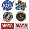 Zcketo Lot of 6 PCS NASA Space Hook and Loop Patches, NASA Badge Patch Tactical NASA Logo Champion Stickers Applique Sew on M