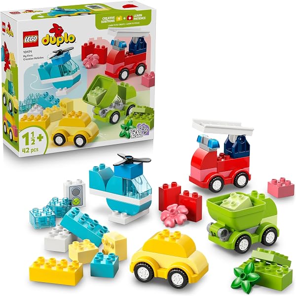 レゴ(LEGO) デュプロ はじめてのデュプロ のりものをつくろう おもちゃ 玩具 誕生日 プレゼント ブロック 知育 男の子 女の子 子供 1歳半 2歳 3歳 幼児 乗り物 車 ミニカー インテリア オシャレ 10474 - 1