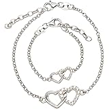 Cherished Moments Sterling Silver Mom and Me Double Heart Bracelet Sold as a Set or individually