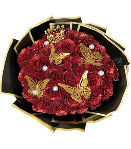 Amazon｜Waipfaru グリッターローズブーケ、DIYフェイクフラワーブーケ