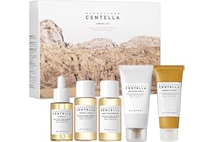 SKIN1004 Centella Travel Kit, Korean Skincare Set with Toner, Moisturiser, Serum, Cleansing Oil & Cleanser, Travel Size Skincare Set with Madagascar Centella, Sensitive Skin, Perfect for Travel Beauty & Gifts